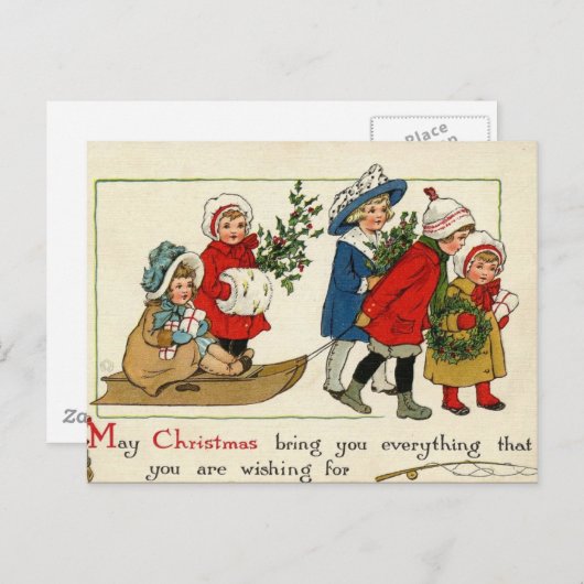 Antique Reproduction Carte de Noël (Devant / Derrière)