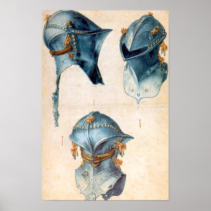 ANTIQUE RIDDERUITRUSTING /DRIE STUDIES VAN EEN HEL POSTER
