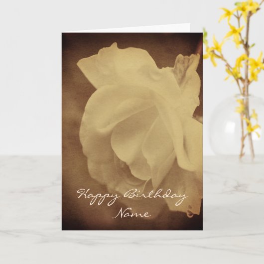 Antique Rose blanche Carte d'anniversaire personna (Fleur jaune)