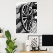 Antique Roue - Poster noir et blanc (Bureau à domicile)