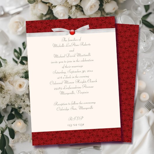 Antique Rouge Florentine Faire-part de mariage