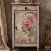 Antique Roze Bloemendecoupage, Ephemera, Handschri Tissuepapier