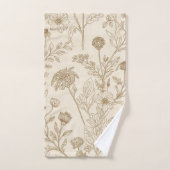 Antique Sepia Botanical Line Art Floral Pattern (Serviette à main)