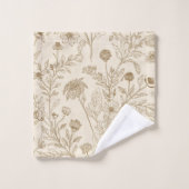 Antique Sepia Botanical Line Art Floral Pattern (Gant de toilette)