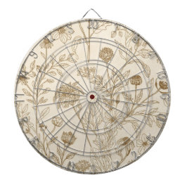 Antique Sepia Botanical Line Art Floral Pattern Dartbord