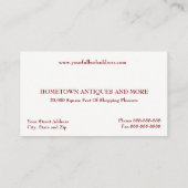 Antique Store Dealer Upholsterer Business Card Visitekaartje (Achterkant)