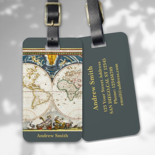 Antique Traveler Map Funny Travel Bagagelabel