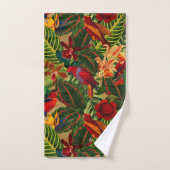 Antique Tropical Parrots Jungle Motif (Serviette à main)