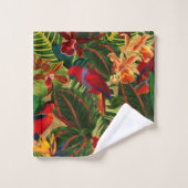 Antique Tropical Parrots Jungle Motif (Gant de toilette)