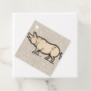 Antique Varken Illustratie Cute Vintage Bedankjes Labels