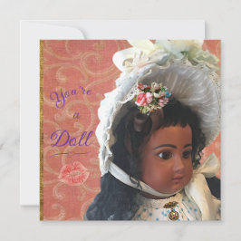 Antique Victorian Doll Greeting Card Feestdagenkaart