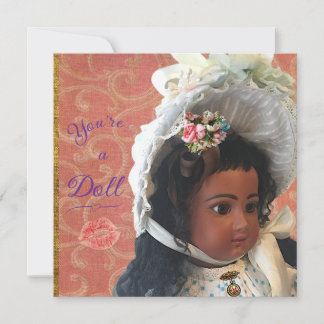 Antique Victorian Doll Greeting Card Feestdagenkaart