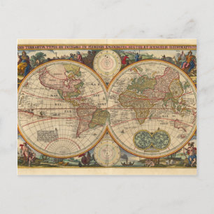 Antique vieille carte du monde rare et historique