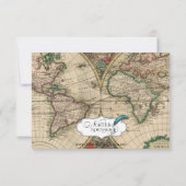 Antique Vieux Monde Carte Mariage Enregistrer la d (Dos)