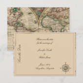 Antique Vieux Monde Carte Mariage Enregistrer la d (Devant / Derrière)