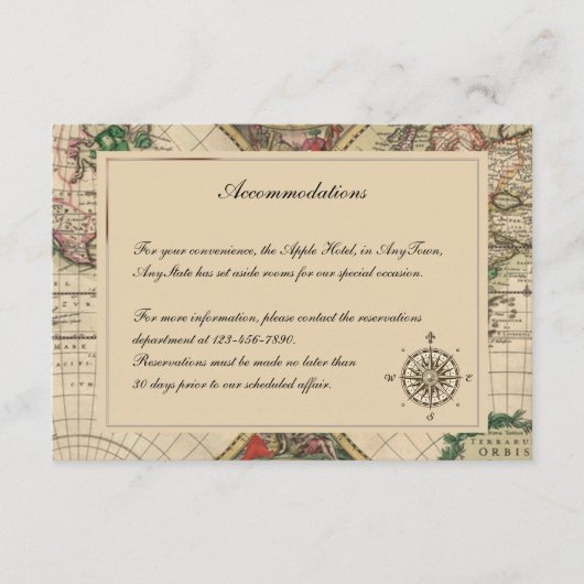 Antique Vieux Monde Carte Mariage Insérer (Devant)