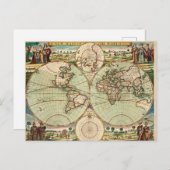 Antique Vintage carte du monde (Devant / Derrière)