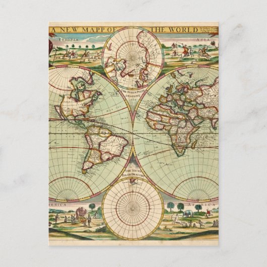 Antique Vintage carte postale mondiale (Devant)