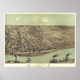 Antique Vintage Map Illinois USA 1867 Poster