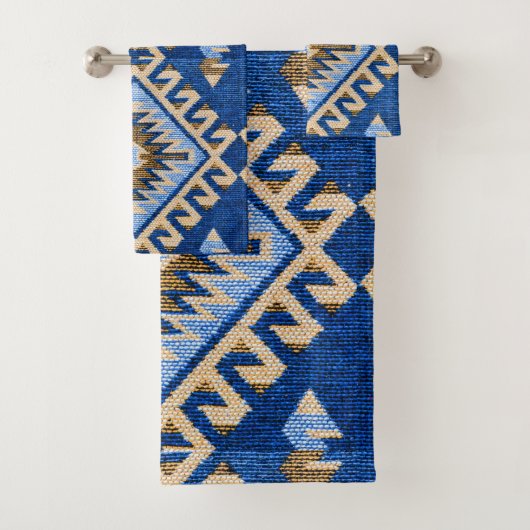 Antique Vintage Oriental Bleu Beige Kilim turc (En situation)