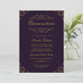 Antique violet or fleurir Quinceanera Invitation (Debout devant)