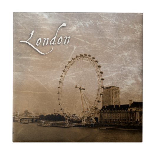 Antiqued London Eye Art Tile Tegeltje (Voorkant)