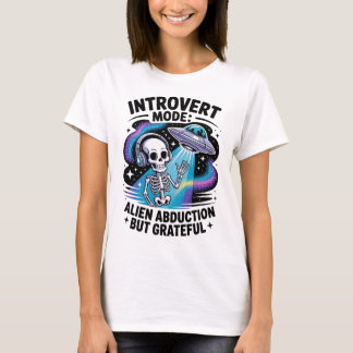 Antisociaal skelet UFO Funny Space Introvert T-shirt