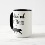 Antisocial Cat Mom Black Cat Stars Funny Sarcastic Mok (Voorkant links)