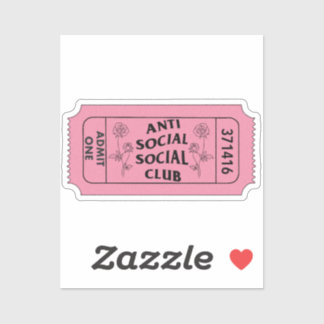 Antisocial Club Admit One Ticket Sticker