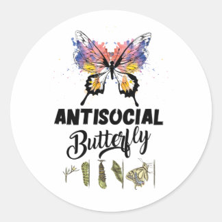 Antisociale Butterfly Introvert Distress Ronde Sticker