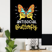 Antisociale Butterfly Poster (Thuiskantoor)