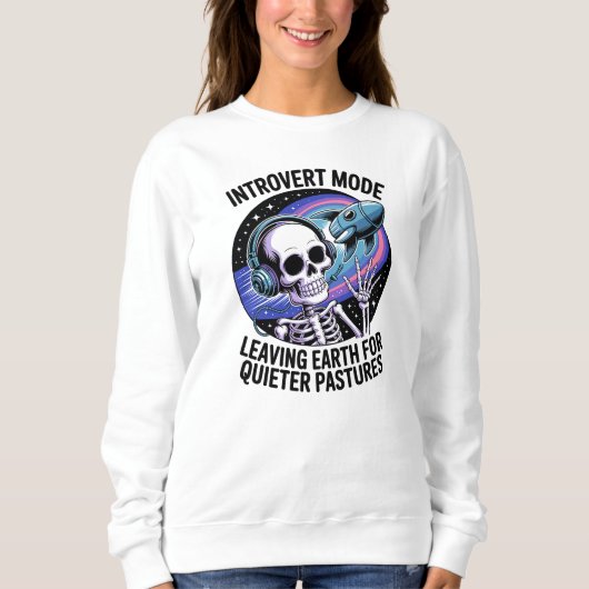 Antisociale Introvert Funny Skeleton Space Alien Trui (Voorkant)