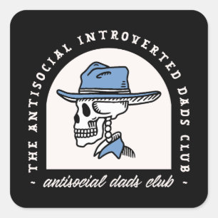 Antisociale introverte papa club cowboy vaders plo vierkante sticker