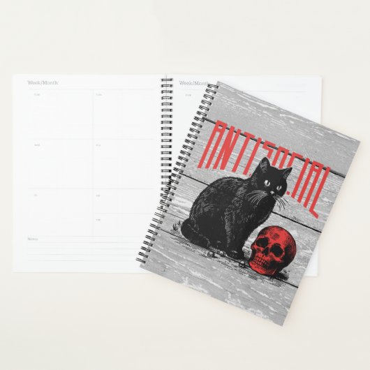 Antisociale kat en schedel planner (Display)