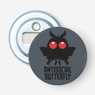 Antisociale Vlinder Mothman Cryptid Button Flesopener
