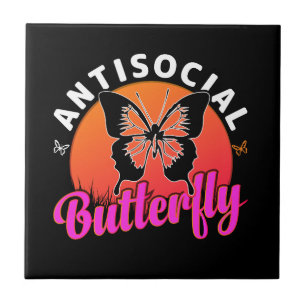 Antisociale vlinder ontwerp vector illustratie tegeltje