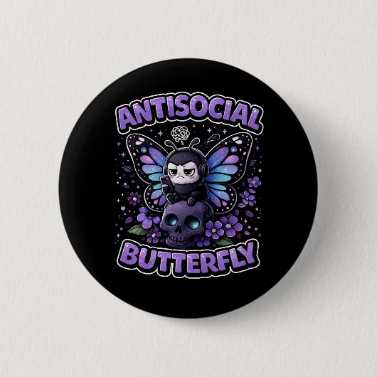 Antisociale Vlinder Ronde Button 5,7 Cm (Voorkant)