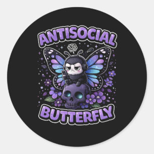 Antisociale Vlinder Ronde Sticker