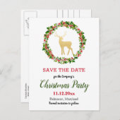 Antler Berry Wreate kerstparty redt de datum Aankondigingskaart (Voorkant / Achterkant)