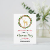 Antler Berry Wreate kerstparty redt de datum Aankondigingskaart (Staand voorkant)