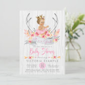 Antler Boho Princess Tribale Baby Shower Uitnodigi Kaart (Staand voorkant)