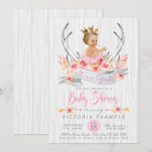 Antler Boho Princess Tribale Baby Shower Uitnodigi Kaart (Voorkant / Achterkant)