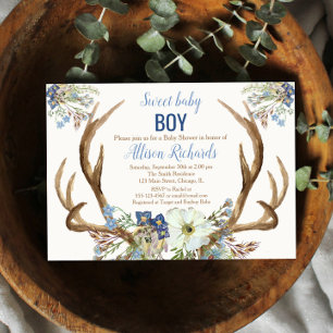 Antler boho rustige baby shower kaart