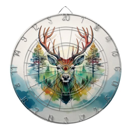 Antler Deer forest trees Dartbord (Voorkant)