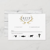 Antler en or rustique | Elégant RSVP (Devant / Derrière)