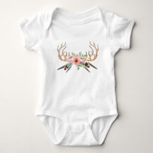 Antler Floral Baby Outfit Romper