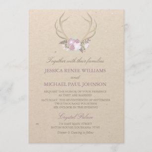 Antler floral épousant des invitations