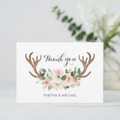 Antler floral rougissent carte de remerciements (Debout devant)