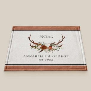 Antler terracotta sage green botanical floral deurmat