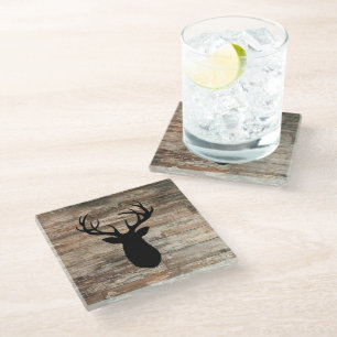 Antler Wood Schilderen Rustische stijl Glazen Onderzetter